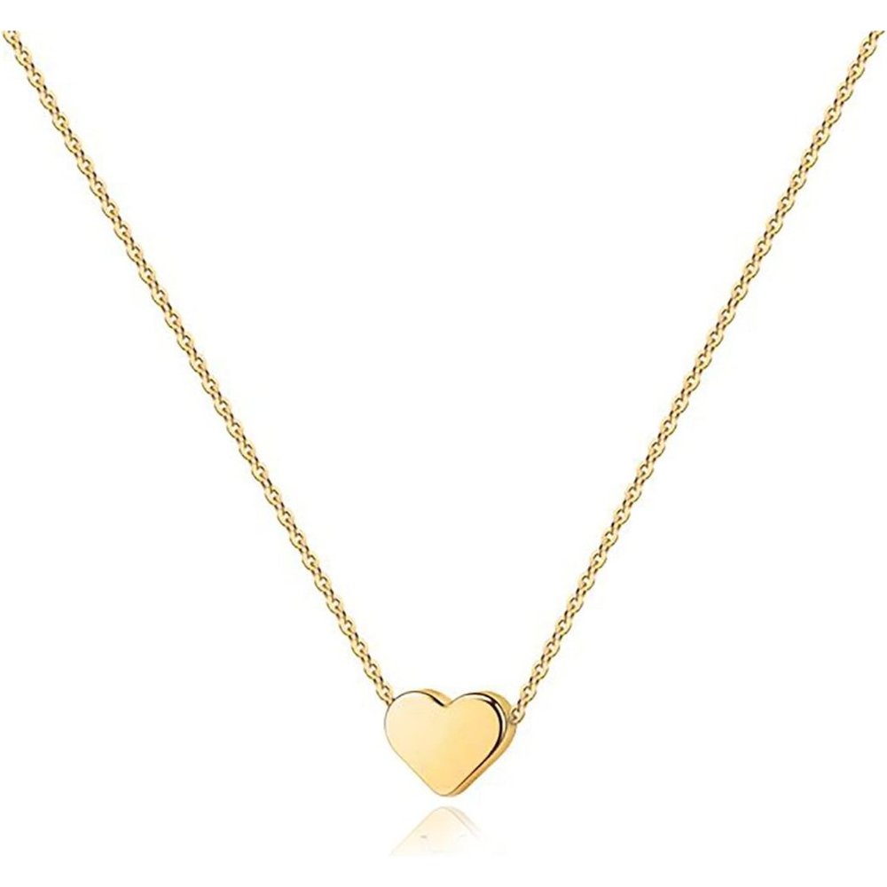 Women 14K Gold Plated Cubic Zirconia Heart Cute Dainty Love Pendant Necklaces
